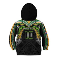 Custom Cook Islands Rugby League Kid Hoodie Tatau Tribal Motifs-Black Color - Polynesian Pride