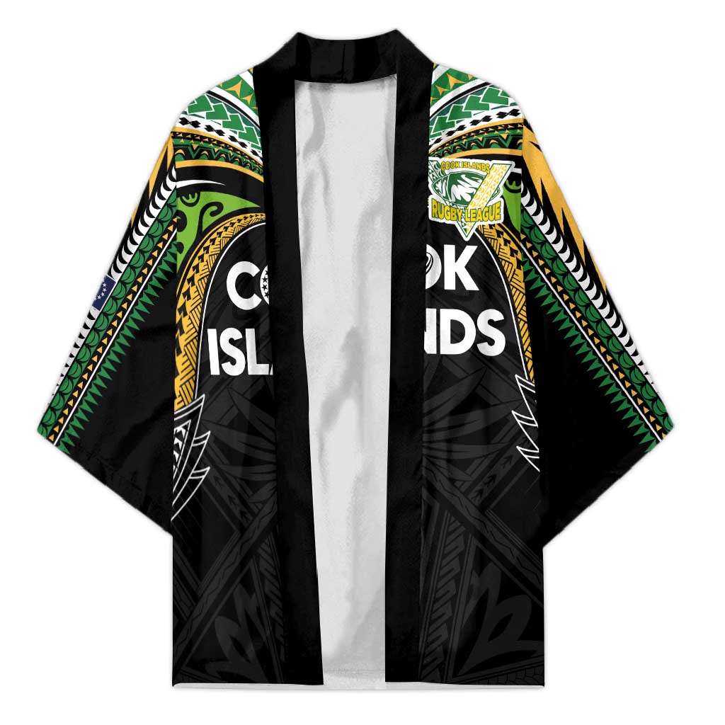 Custom Cook Islands Rugby League Kimono Tatau Tribal Motifs-Black Color LT03 Unisex Black - Polynesian Pride