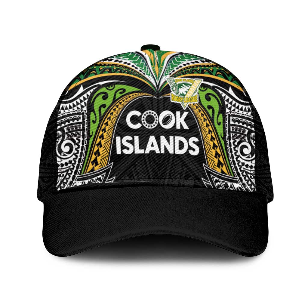 Cook Islands Rugby League Mesh Trucker Cap Tatau Tribal Motifs-Black Color - Polynesian Pride