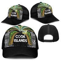 Cook Islands Rugby League Mesh Trucker Cap Tatau Tribal Motifs-Black Color - Polynesian Pride