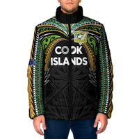 Custom Cook Islands Rugby League Padded Jacket Tatau Tribal Motifs-Black Color - Polynesian Pride