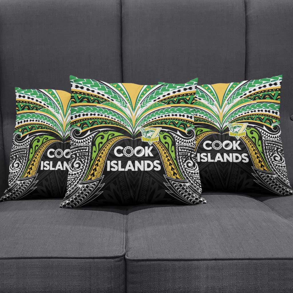 Cook Islands Rugby League Pillow Cover Tatau Tribal Motifs-Black Color - Polynesian Pride