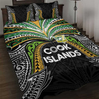 Cook Islands Rugby League Quilt Bed Set Tatau Tribal Motifs-Black Color - Polynesian Pride
