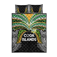 Cook Islands Rugby League Quilt Bed Set Tatau Tribal Motifs-Black Color - Polynesian Pride