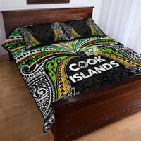 Cook Islands Rugby League Quilt Bed Set Tatau Tribal Motifs-Black Color - Polynesian Pride
