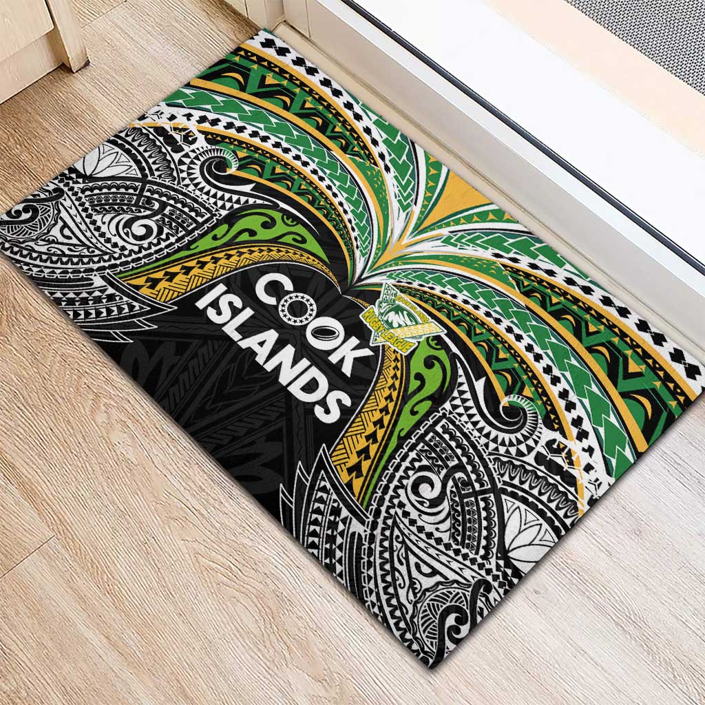 Cook Islands Rugby League Rubber Doormat Tatau Tribal Motifs-Black Color - Polynesian Pride