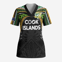 Custom Cook Islands Rugby League Scrub Top Tatau Tribal Motifs-Black Color - Polynesian Pride