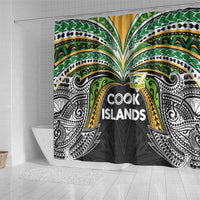 Cook Islands Rugby League Shower Curtain Tatau Tribal Motifs-Black Color - Polynesian Pride