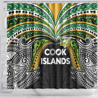 Cook Islands Rugby League Shower Curtain Tatau Tribal Motifs-Black Color - Polynesian Pride