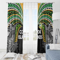 Cook Islands Rugby League Window Curtain Tatau Tribal Motifs-Black Color - Polynesian Pride