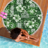Hawaiian Quilt Pattern Beach Blanket Hibiscus and Tribal Element Vintage Green Vibe LT03 - Polynesian Pride
