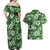 Hawaiian Quilt Pattern Couples Matching Off Shoulder Maxi Dress and Hawaiian Shirt Hibiscus and Tribal Element Vintage Green Vibe LT03 - Polynesian Pride