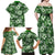 Hawaiian Quilt Pattern Family Matching Off Shoulder Maxi Dress and Hawaiian Shirt Hibiscus and Tribal Element Vintage Green Vibe LT03 - Polynesian Pride