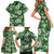 Hawaiian Quilt Pattern Family Matching Short Sleeve Bodycon Dress and Hawaiian Shirt Hibiscus and Tribal Element Vintage Green Vibe LT03 - Polynesian Pride