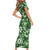 Hawaiian Quilt Pattern Family Matching Short Sleeve Bodycon Dress and Hawaiian Shirt Hibiscus and Tribal Element Vintage Green Vibe LT03 - Polynesian Pride