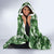 Hawaiian Quilt Pattern Hooded Blanket Hibiscus and Tribal Element Vintage Green Vibe LT03 - Polynesian Pride