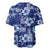 Hawaiian Quilt Pattern Baseball Jersey Hibiscus and Tribal Element Vintage Blue Vibe LT03 - Polynesian Pride