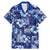 Hawaiian Quilt Pattern Family Matching Mermaid Dress and Hawaiian Shirt Hibiscus and Tribal Element Vintage Blue Vibe LT03 Dad's Shirt - Short Sleeve Blue - Polynesian Pride