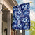 Hawaiian Quilt Pattern Garden Flag Hibiscus and Tribal Element Vintage Blue Vibe LT03 House Flag Blue - Polynesian Pride