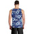 Hawaiian Quilt Pattern Men Tank Top Hibiscus and Tribal Element Vintage Blue Vibe LT03 - Polynesian Pride