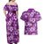 Hawaiian Quilt Pattern Couples Matching Off Shoulder Maxi Dress and Hawaiian Shirt Hibiscus and Tribal Element Vintage Purple Vibe LT03 - Polynesian Pride