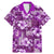 Hawaiian Quilt Pattern Family Matching Mermaid Dress and Hawaiian Shirt Hibiscus and Tribal Element Vintage Purple Vibe LT03 Dad's Shirt - Short Sleeve Purple - Polynesian Pride