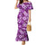 Hawaiian Quilt Pattern Family Matching Mermaid Dress and Hawaiian Shirt Hibiscus and Tribal Element Vintage Purple Vibe LT03 Mom's Dress Purple - Polynesian Pride