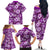 Hawaiian Quilt Pattern Family Matching Off Shoulder Long Sleeve Dress and Hawaiian Shirt Hibiscus and Tribal Element Vintage Purple Vibe LT03 - Polynesian Pride