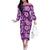 Hawaiian Quilt Pattern Family Matching Off Shoulder Long Sleeve Dress and Hawaiian Shirt Hibiscus and Tribal Element Vintage Purple Vibe LT03 Mom's Dress Purple - Polynesian Pride