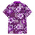 Hawaiian Quilt Pattern Family Matching Off Shoulder Short Dress and Hawaiian Shirt Hibiscus and Tribal Element Vintage Purple Vibe LT03 - Polynesian Pride