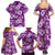 Hawaiian Quilt Pattern Family Matching Summer Maxi Dress and Hawaiian Shirt Hibiscus and Tribal Element Vintage Purple Vibe LT03 - Polynesian Pride