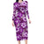 Hawaiian Quilt Pattern Long Sleeve Bodycon Dress Hibiscus and Tribal Element Vintage Purple Vibe LT03 Long Dress Purple - Polynesian Pride