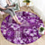 Hawaiian Quilt Pattern Round Carpet Hibiscus and Tribal Element Vintage Purple Vibe LT03 - Polynesian Pride