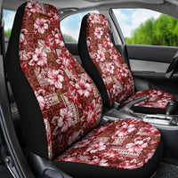 Hawaiian Quilt Pattern Car Seat Cover Hibiscus and Tribal Element Vintage Red Vibe LT03 - Polynesian Pride