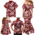 Hawaiian Quilt Pattern Family Matching Mermaid Dress and Hawaiian Shirt Hibiscus and Tribal Element Vintage Red Vibe LT03 - Polynesian Pride