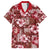 Hawaiian Quilt Pattern Family Matching Off Shoulder Long Sleeve Dress and Hawaiian Shirt Hibiscus and Tribal Element Vintage Red Vibe LT03 Dad's Shirt - Short Sleeve Red - Polynesian Pride