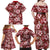 Hawaiian Quilt Pattern Family Matching Off Shoulder Maxi Dress and Hawaiian Shirt Hibiscus and Tribal Element Vintage Red Vibe LT03 - Polynesian Pride