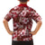 Hawaiian Quilt Pattern Family Matching Off Shoulder Short Dress and Hawaiian Shirt Hibiscus and Tribal Element Vintage Red Vibe LT03 - Polynesian Pride