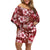 Hawaiian Quilt Pattern Family Matching Off Shoulder Short Dress and Hawaiian Shirt Hibiscus and Tribal Element Vintage Red Vibe LT03 Mom's Dress Red - Polynesian Pride