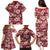 Hawaiian Quilt Pattern Family Matching Puletasi and Hawaiian Shirt Hibiscus and Tribal Element Vintage Red Vibe LT03 - Polynesian Pride