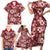 Hawaiian Quilt Pattern Family Matching Short Sleeve Bodycon Dress and Hawaiian Shirt Hibiscus and Tribal Element Vintage Red Vibe LT03 - Polynesian Pride