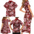 Hawaiian Quilt Pattern Family Matching Short Sleeve Bodycon Dress and Hawaiian Shirt Hibiscus and Tribal Element Vintage Red Vibe LT03 - Polynesian Pride