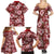 Hawaiian Quilt Pattern Family Matching Summer Maxi Dress and Hawaiian Shirt Hibiscus and Tribal Element Vintage Red Vibe LT03 - Polynesian Pride