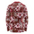 Hawaiian Quilt Pattern Long Sleeve Shirt Hibiscus and Tribal Element Vintage Red Vibe LT03 - Polynesian Pride