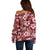 Hawaiian Quilt Pattern Off Shoulder Sweater Hibiscus and Tribal Element Vintage Red Vibe LT03 - Polynesian Pride