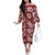 Hawaiian Quilt Pattern Off The Shoulder Long Sleeve Dress Hibiscus and Tribal Element Vintage Red Vibe LT03 Women Red - Polynesian Pride