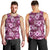 Hawaiian Quilt Pattern Men Tank Top Hibiscus and Tribal Element Vintage Pink Vibe LT03 - Polynesian Pride