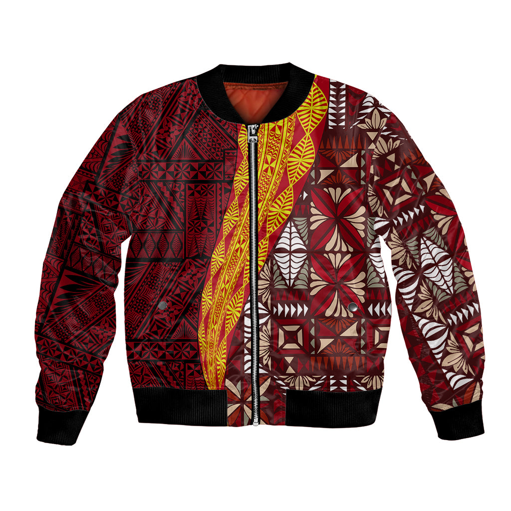 Tonga Feletoa Kupesi Fakatonga Bomber Jacket LT03 Unisex Red - Polynesian Pride