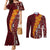 Tonga Feletoa Kupesi Fakatonga Couples Matching Mermaid Dress and Long Sleeve Button Shirt LT03 Red - Polynesian Pride