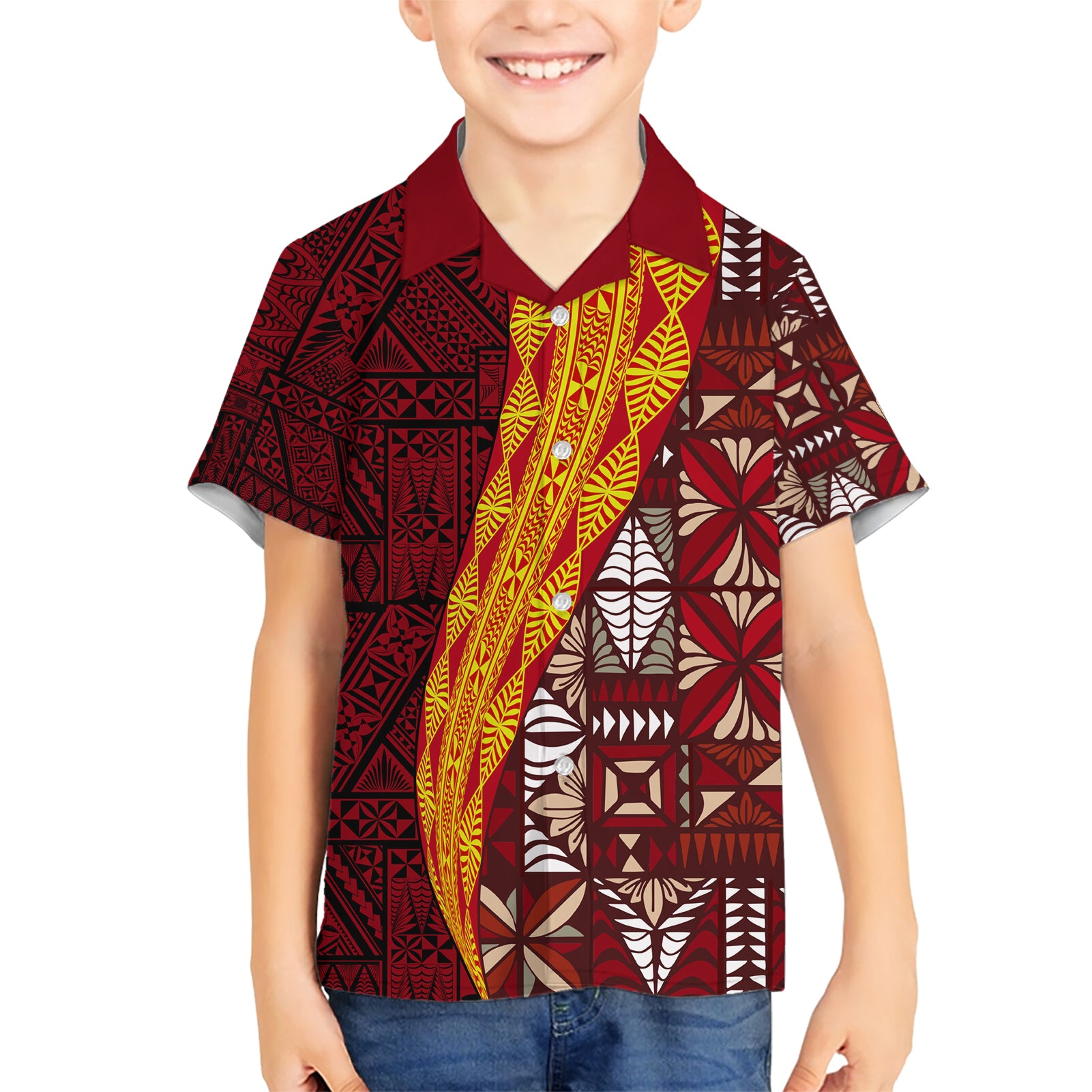 Tonga Feletoa Kupesi Fakatonga Kid Hawaiian Shirt LT03 Kid Red - Polynesian Pride